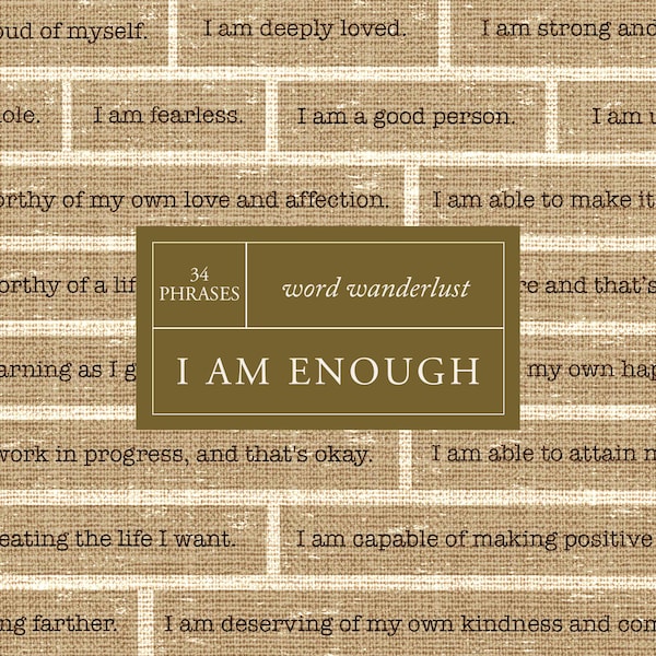 I AM ENOUGH Words for Junk Journal | Inspirational Digital Quotes Scrapbooking | Affirmation Card Printable