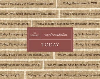 TODAY Junk Journal Affirmations - Inspirational Words | Digital Download Vintage Ephemera | Printable Words Quotes Scrapbooking