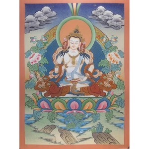 36x27cm, Thangka di Vajrasattva, dipinto a mano in Nepal