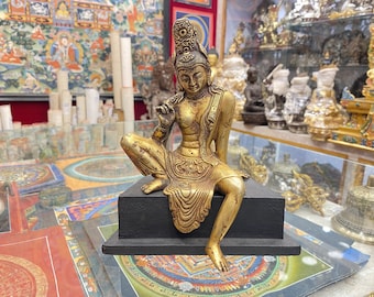 22cm, Sri Lankan Bodhisattva, Antique Finishing, Gold Plated, Handmade in Nepal