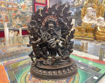 21cm, Black Mahakal Statue, Copper Oxidized, Handmade in Nepal
