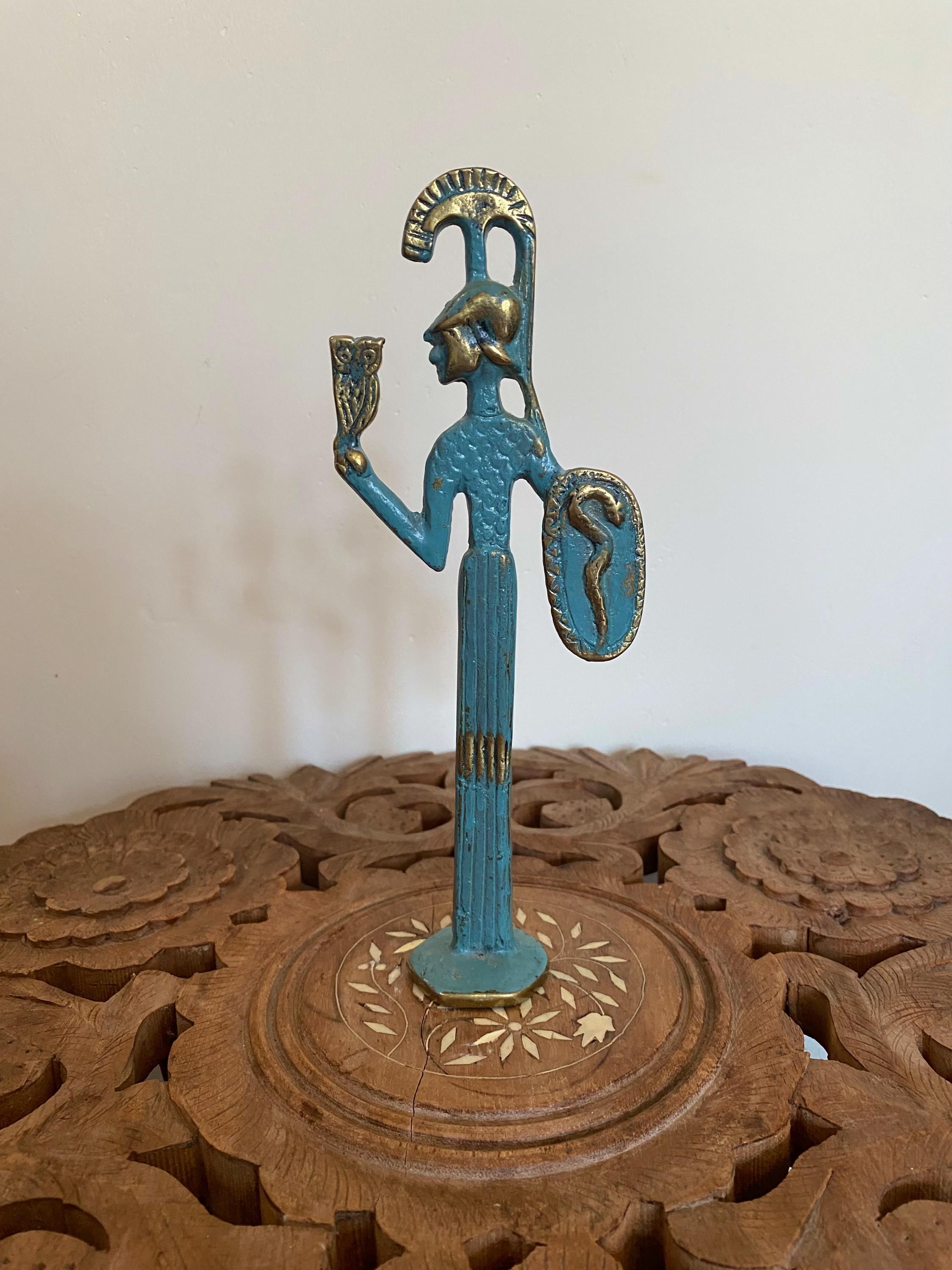 Athena with Owl and Shield Bronze Figurine