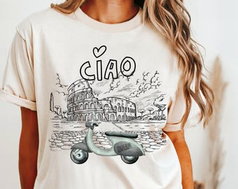 Rome Italy Scooter T-Shirt: Comfort Colors Ciao Vacation Tee