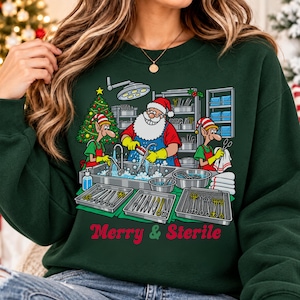 Surgical Tech Christmas Shirt, Merry & Sterile Sweatshirt, Sterile Processing Tee, Scrub Tech Long Sleeve, OR Nurse Holiday Gift