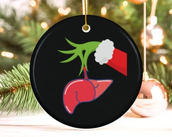 Funny Liver Christmas Ornament: Transplant donor surgery recovery gift Hepatology Doctor Gift