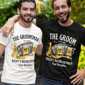 Personalized Bachelor Party T-Shirts: Funny Groomsmen Beer Drinking Travel Tees