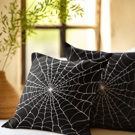 Spider Web Halloween Pillow: Black Goth Whimsigoth Decor