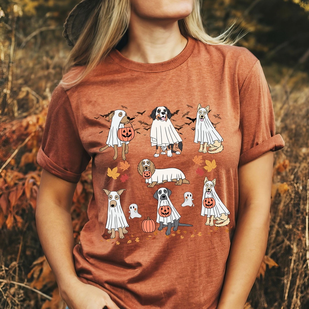 Funny Halloween Cute Ghost Dog Shirt Halloween Dogs T-shirt Ghost Dog ...