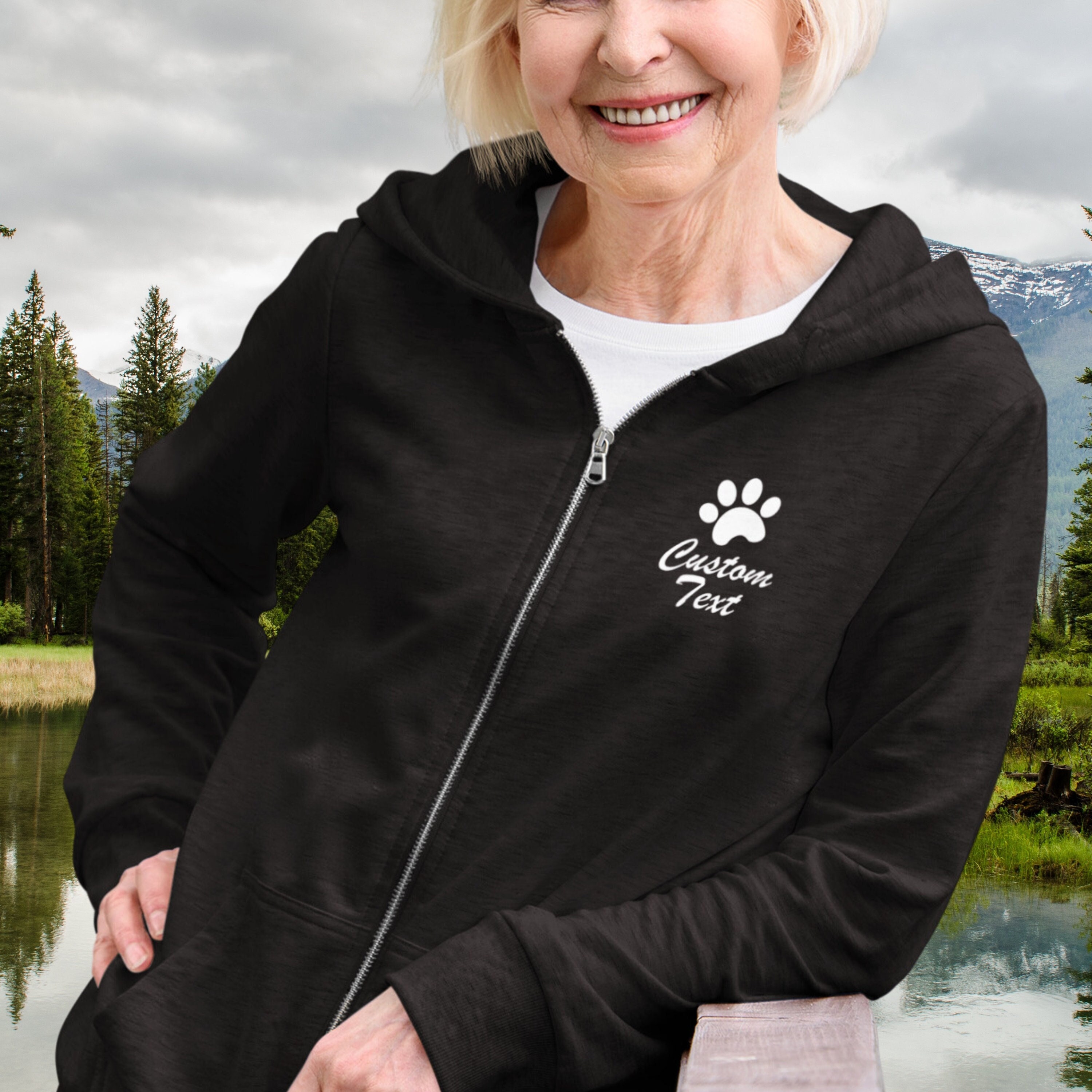 MAJECLO Women's Zip Up Hoodie With Face Mask Strap (Large, Black) - Unique Design Hooded Sweatshirt