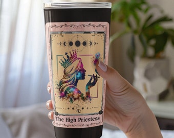 High Priestess Tarot Travel Mug: Celestial Spiritual Coffee Tumbler