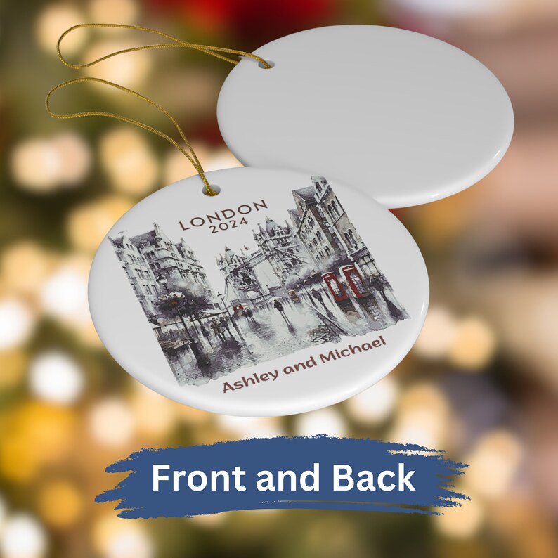 London Christmas Ornament Custom Couples England Vacation Keepsake