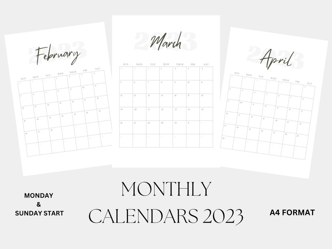 2023 Monthly Calendar Printable Desk Calendar Monthly PDF Etsy 2023 monthly calendar printable desk calendar monthly pdf etsy