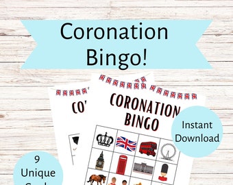 Coronation Bingo, King Charles III Coronation, Royalty Themed Games, British Royal Bingo, Coronation Day Party Games, Printable/Digital PDFs