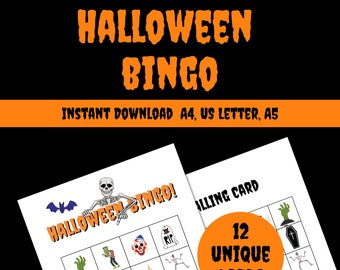 Printable Halloween Bingo Game, Halloween Party Games, Halloween Bingo, Kids Halloween Activities, Halloween Games, Printable PDF