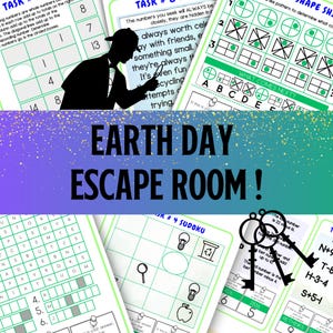 Earth Day Escape Room For Kids, Earth Day Activities For Children, Scavenger Hunt, Earth Day Puzzles, Printable DIY Escape Room, Ages 8-14+
