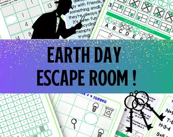 Earth Day Escape Room For Kids, Earth Day Activities For Children, Scavenger Hunt, Earth Day Puzzles, Printable DIY Escape Room, Ages 8-14+