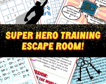 Superhero Escape Room For Kids, Superhero Activities For Children, Birthday Party Activities, Superhero Puzzles, Printable DIY Escape Room