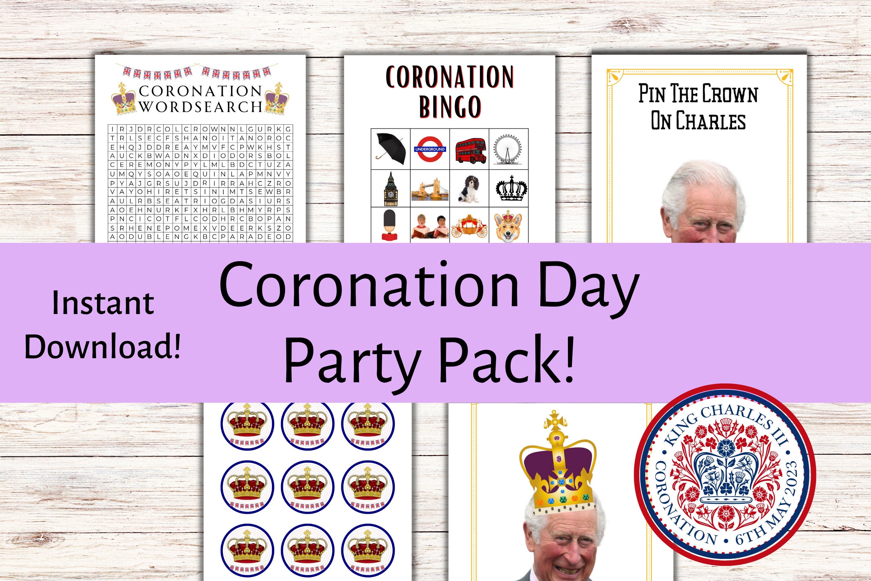 Coronation Day Party Games, Coronation Bingo, King Charles III Coronation, Royalty Themed Games, British Royal Bingo, Printable/Digital PDFs