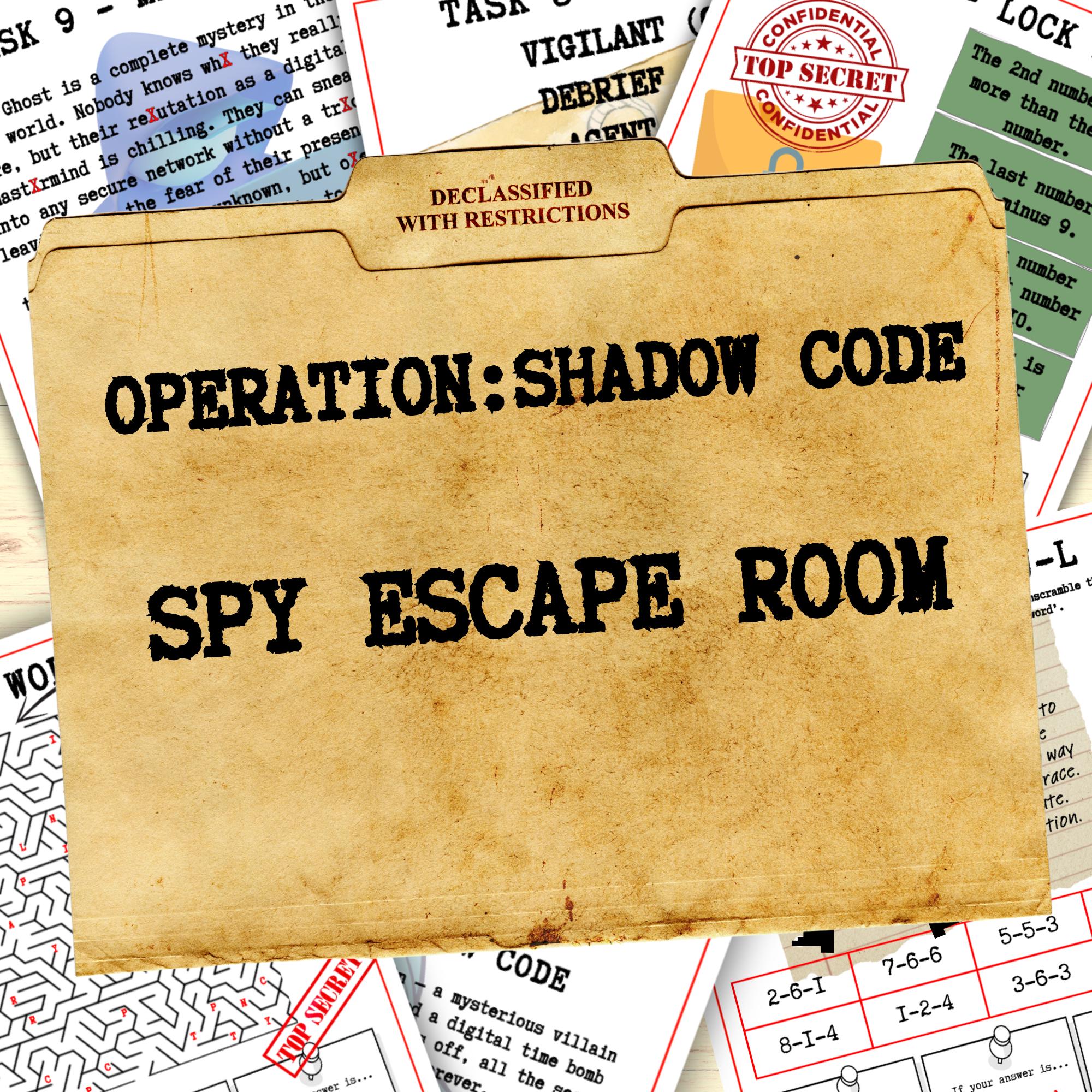 Spy Themed Escape Room For Kids, Spy Activities For Children 8-13+, Birthday Party Activity, Secret Agent Puzzles, Printable DIY Escape Room