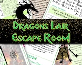 Dragons Lair Escape Room For Kids, Dragon Quest Activities For Children, Birthday Party Activity, Dragon Puzzles, Printable DIY Escape Room