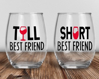 Best Friends Wine Glass Set, Stemless Wine Glass, Best Friend Gifts