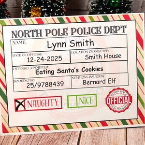 North Pole Police Booking Record Party Prop