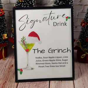 The Grinch Drink Sign: Editable Cocktail Party Sign