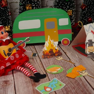 Elf Camping Scene Template: Christmas Elf Prop Accessories (Digital Download)