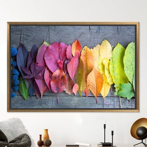 Autumn Leaves Tempered Glass Wall Art: Modern Gold Frame