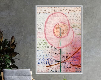 Paul Klee Glass Wall Art, Paul Klee Blossoming Printed, Reproduction Artwork, Minimal Flower Glass Printing, Pink Wall Art, Minimal Canvas,
