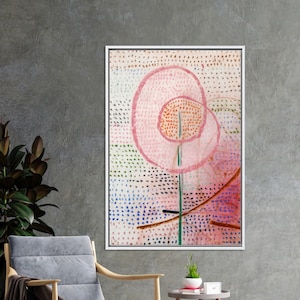 Paul Klee Glass Wall Art, Paul Klee Blossoming Printed, Reproduction Artwork, Minimal Flower Glass Printing, Pink Wall Art, Minimal Canvas,