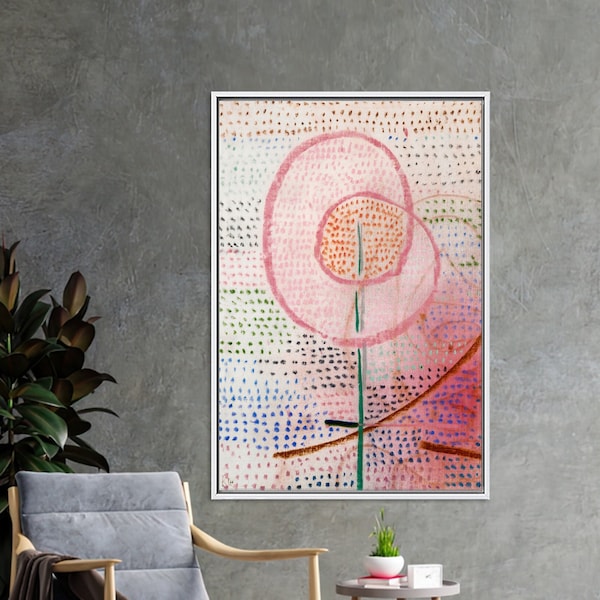 Paul Klee Glass Wall Art, Paul Klee Blossoming Printed, Reproduction Artwork, Minimal Flower Glass Printing, Pink Wall Art, Minimal Canvas,