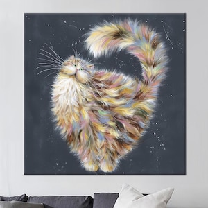 Abstract Cat Canvas Print: Modern Animal Art, Framed Wall Decor