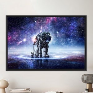 Space Landscape Poster, Landscape Wall Hanging, Astronaut Landing Glass, Space Landscape Art Canvas, Boy Room Wall Decor, Starry SkyCanvas,