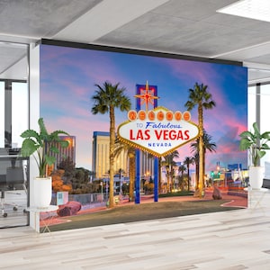 Papel tapiz autoadhesivo, calcomanía de pared moderna, papel tapiz personalizado, regalo para ella, decoración de pared con vista a Las Vegas, papel tapiz de paisaje, mural de pared 3D