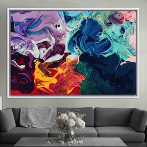 Contemporary Artwork, Colorful Wall Hanging, Modern Tempered Glass, Acrylic Paintings Canvas Poster, Kitchen Decor Artwork, Abstrack Canvas,