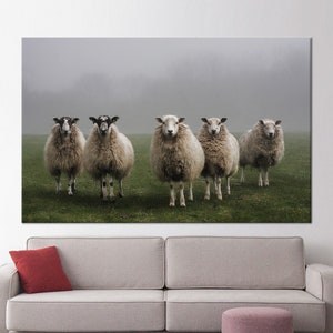Sheep Glass Art, Animal Poster, Animal Art Canvas, Home Decor Glass Panel, Sheep Canvas Print, Modern Wall Art Printed, Farmhouse Wall Decor
