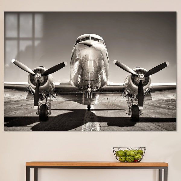 Airplane 3D Canvas, Wall Hanging Art Canvas, Plane Lover Gift Glass Wall, Airplane Photo Canvas Print, Modern Poster, Wall Art 3D Canvas,