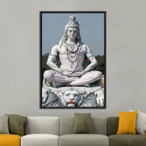 Shiva Glass Decor, Modern Art Canvas, Shiva Statute Glass, Tempered Glass, Canvas Wall Art, Living Room Wall Art, Framed Canvas Wall Art,