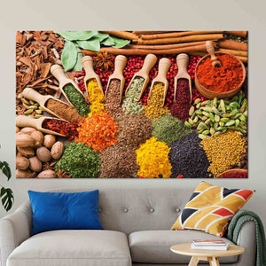Spices Canvas Art, Kitchen Wall Decoration, Spices Wall Art, Spices Wall Decoration, Grandma Gift Personalized Canvas Print, Large Wall Art,