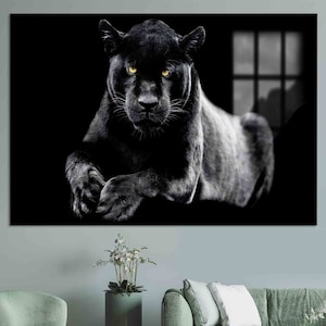Man Cave Decor, Canvas Art, Jaguar Poster, Trendy Art Glass, Animal Wall Hanging, Trendy Poster, Minimalist Wall Art, Farmhouse Wall Art,