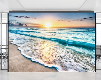 Behangschildering Sunset Ocean View - Muurdecoratie strand