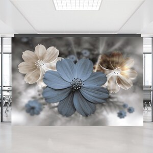 Moderne Tapete, Selbstklebendes Papier, Benutzerdefinierte Tapete, Geschenk Tapete, Moderne Blumen Wanddruck, Trendige Wandtattoos, 3D Blumen Tapete