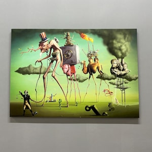 World Economy Glass Decor, Salvador Dali Wall Hanging, Salvador Dali The American Dream Canvas Gift, Famous Tempered Glass,