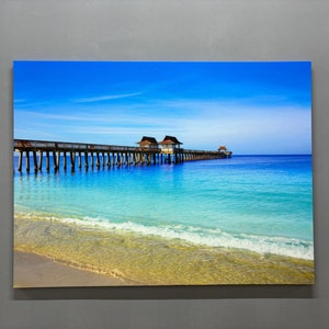 Naples Pier Canvas Wall Decor, Landscape Art Canvas, Florida Wall Art, USA Wall Decor, Tempered Glass, Home Decor Wall Art, Canvas Poster