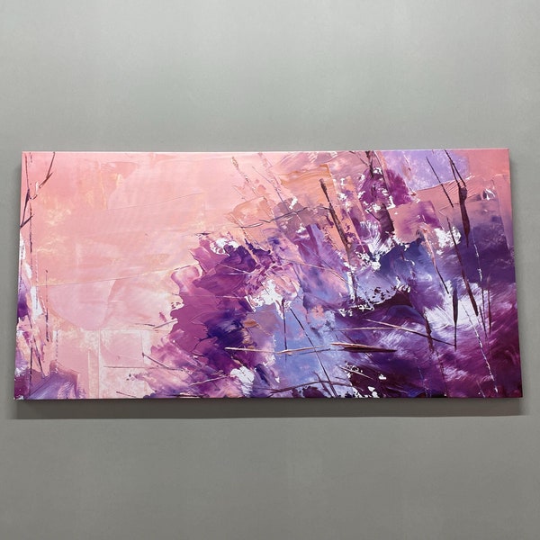 Pink and Purple Abstract Painting: Modern Wall Art Canvas Print