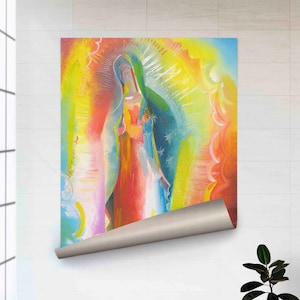 Our Lady Of Guadalupe Wall Decor, Our Lady Of Guadalupe Painting Glass Panel, Modern Glass Printing, The Virgin Of Guadalupe Canvas Gift,