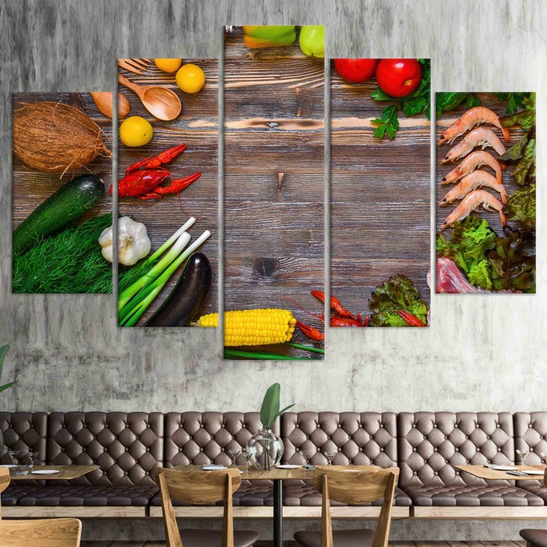 Food Wall Decor, Colorful Wall Art, Vegetables Canvas, Tempered Glass