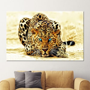 Blue Eyed Tiger Canvas Gift, Animal Glass Wall, Tiger Wall Decoration, Tiger Glass Wall Decor Art, Canvas Poster Art, Canvas Wall Decor Art