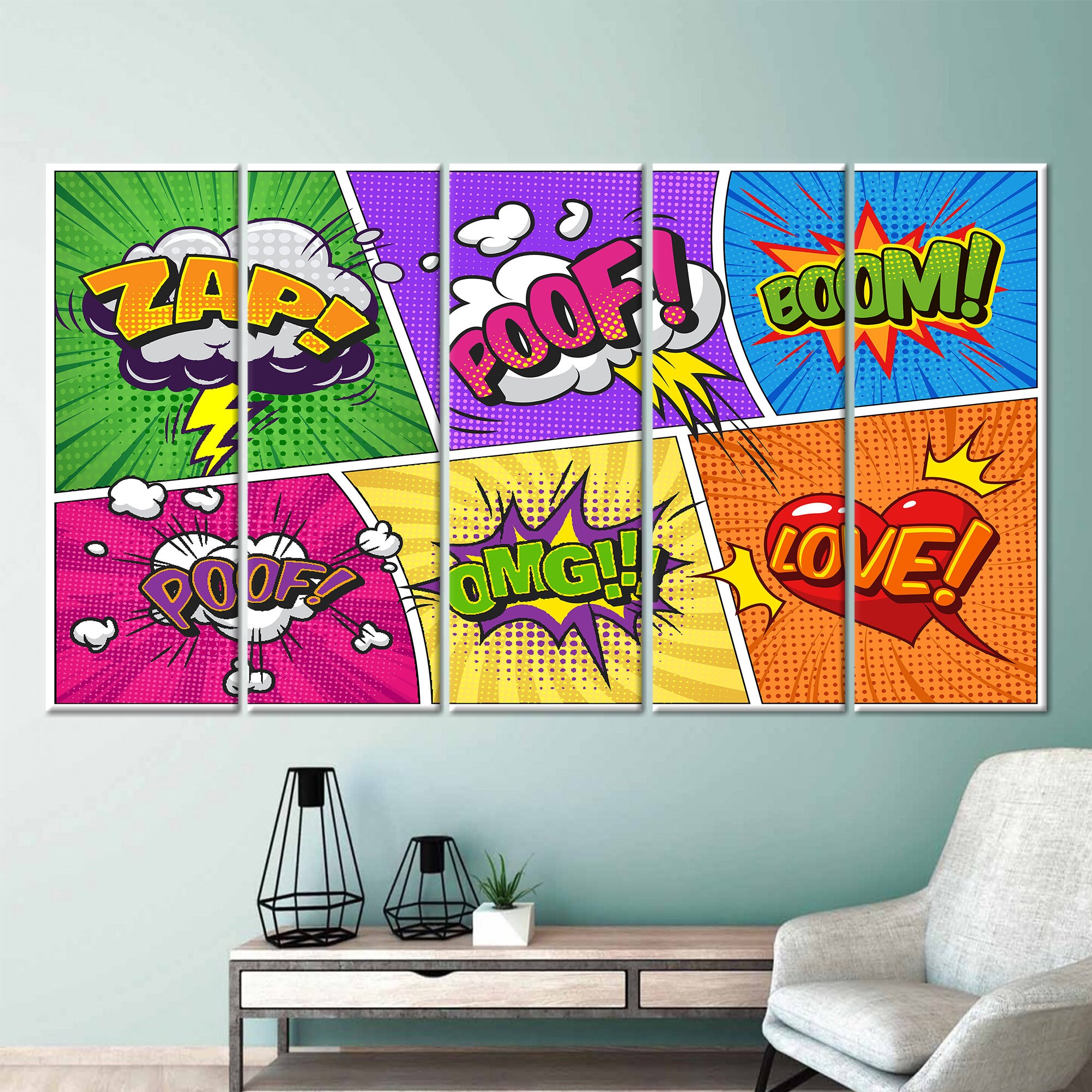 Pop Art Tempered Glass Wall Art: Comic Book Style Decor - Etsy